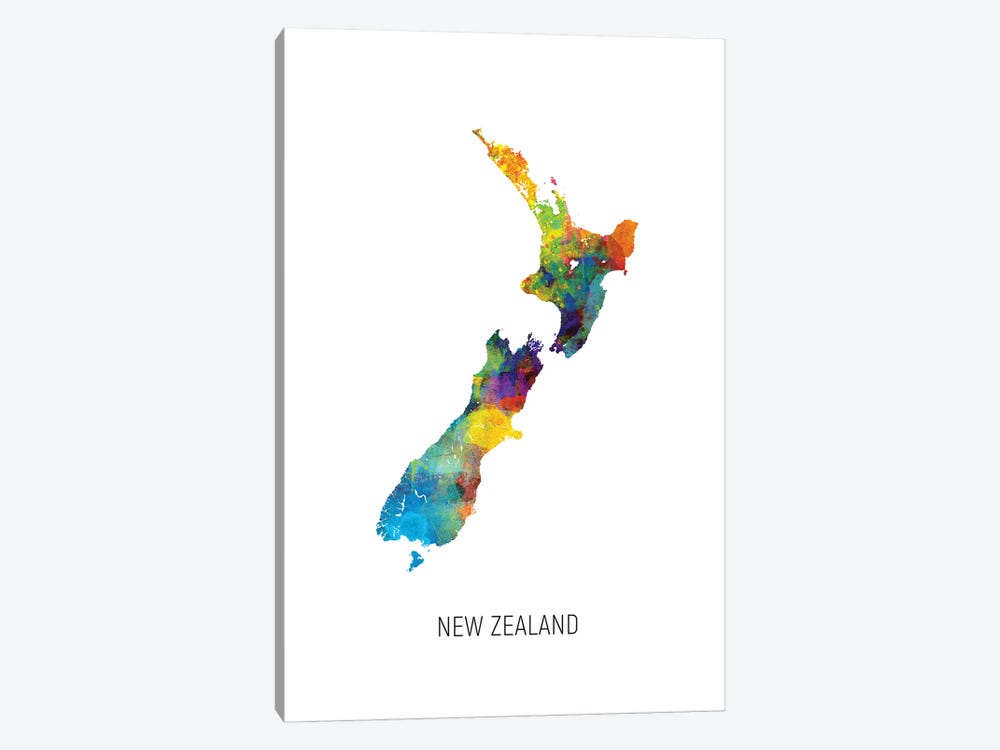 New Zealand Map by Michael Tompsett 1-piece Canvas Art Print