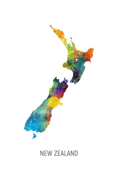 New Zealand: New Zealand Map by Michael Tompsett