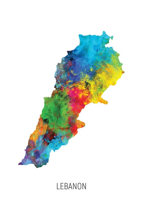 Lebanon Map by Michael Tompsett wall art