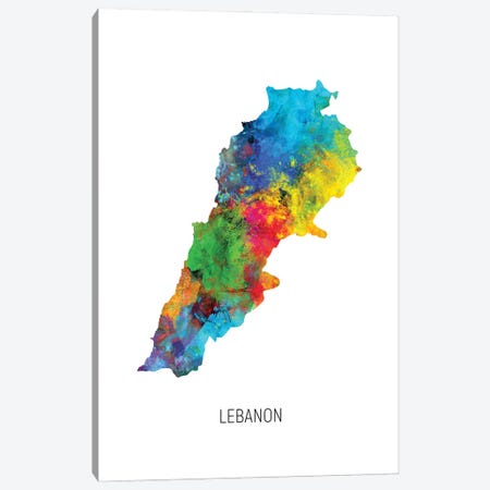 Lebanon Map Canvas Print #MTO2879} by Michael Tompsett Canvas Art Print