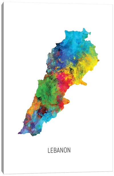 Lebanon Map Canvas Art Print - Lebanon