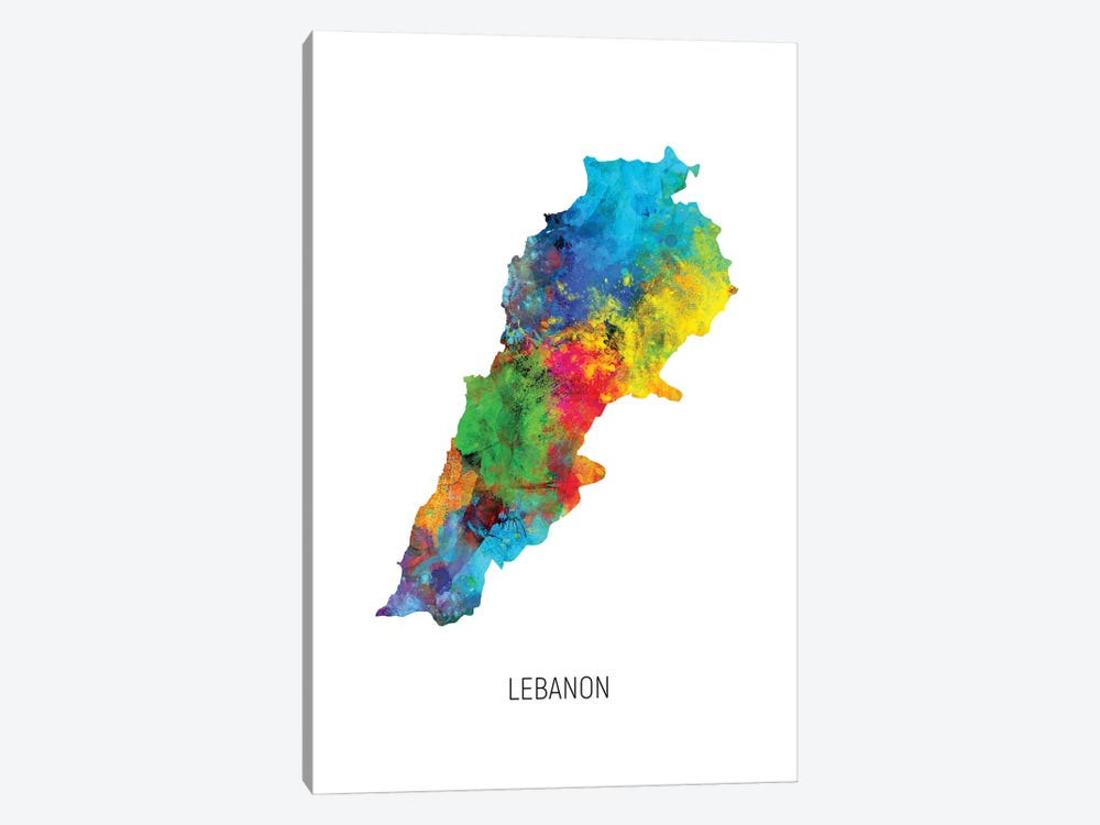 Lebanon Map by Michael Tompsett 1-piece Canvas Art