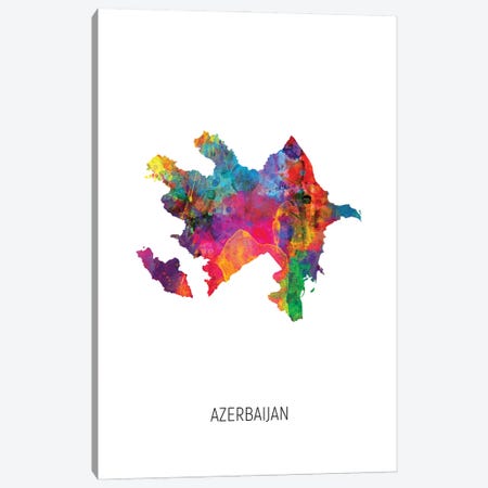 Azerbaijan Map Canvas Print #MTO2881} by Michael Tompsett Canvas Art