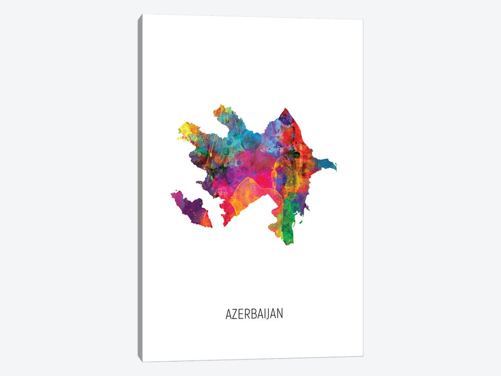 Azerbaijan Map by Michael Tompsett 1-piece Canvas Art Print