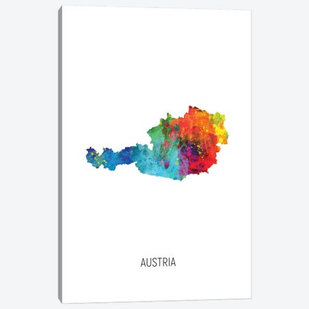 Austria Map Canvas Print #MTO2882} by Michael Tompsett Canvas Artwork