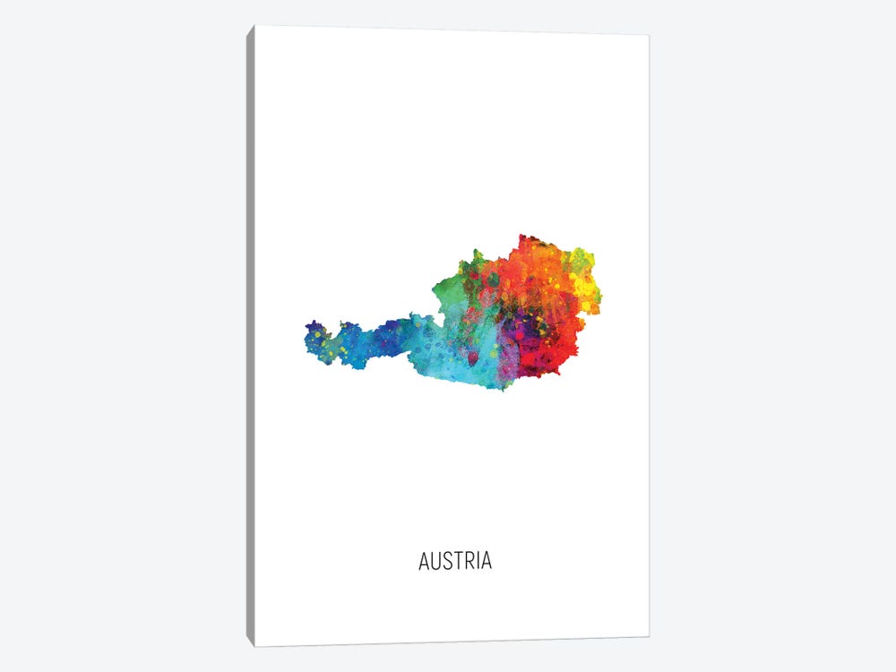 Austria Map by Michael Tompsett 1-piece Canvas Artwork