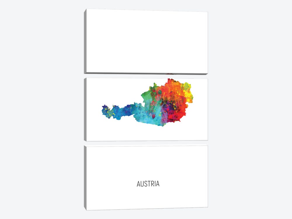Austria Map by Michael Tompsett 3-piece Canvas Art