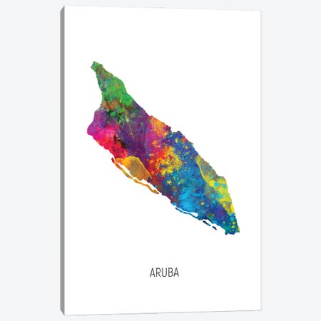 Aruba Map Canvas Print #MTO2883} by Michael Tompsett Canvas Wall Art