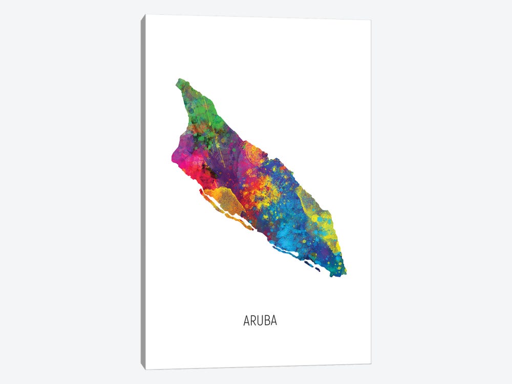 Aruba Map by Michael Tompsett 1-piece Art Print