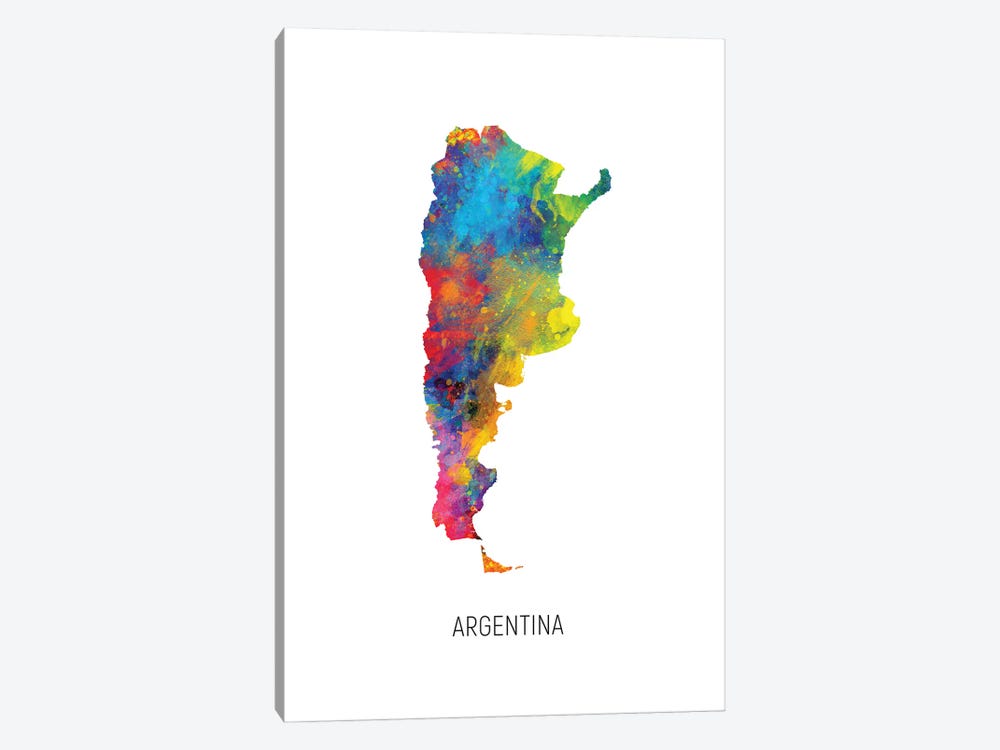 Argentina Map by Michael Tompsett 1-piece Canvas Print
