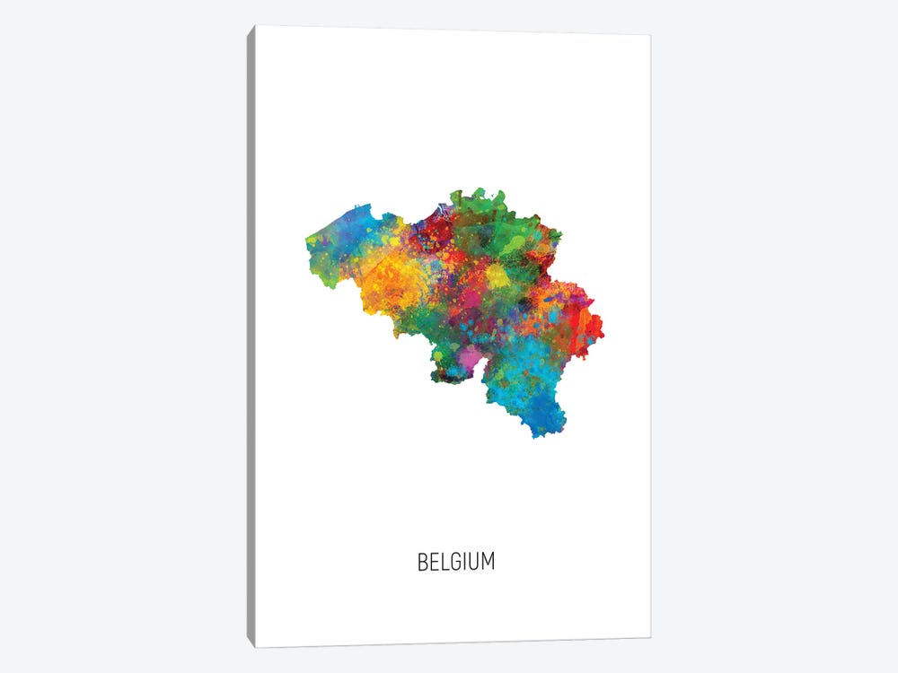 Belgium Map by Michael Tompsett 1-piece Art Print