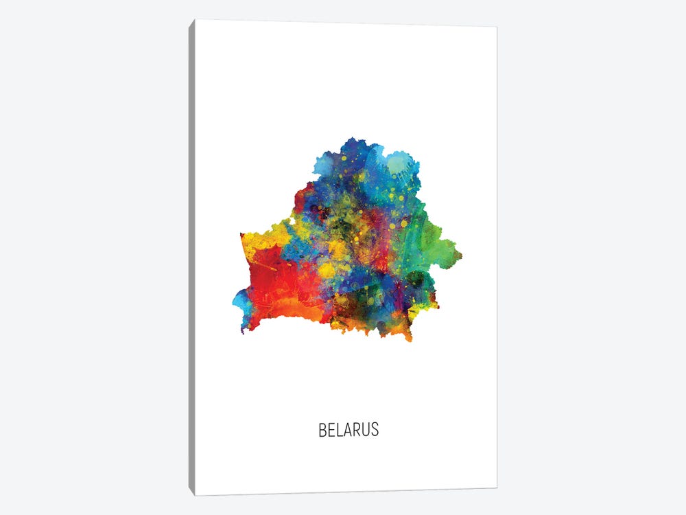 Belarus Map by Michael Tompsett 1-piece Canvas Artwork