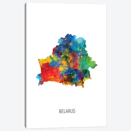 Belarus Map Canvas Print #MTO2888} by Michael Tompsett Canvas Art