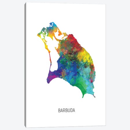 Barbuda Map Canvas Print #MTO2889} by Michael Tompsett Canvas Artwork