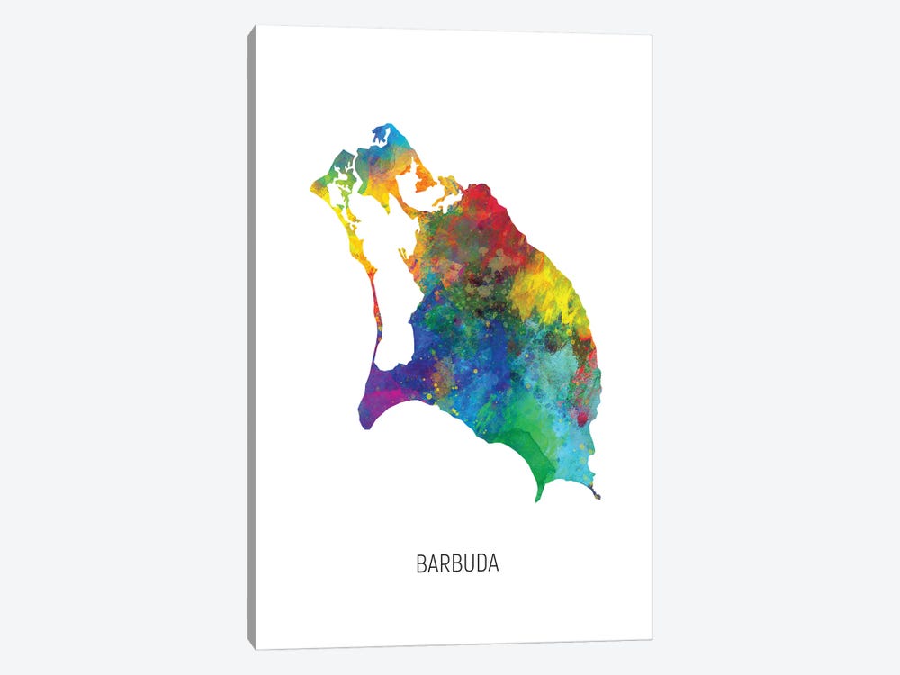 Barbuda Map by Michael Tompsett 1-piece Canvas Print