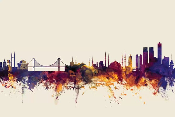 Turkey: Istanbul, Turkey On Beige by Michael Tompsett