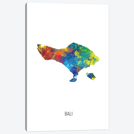 Bali Map Canvas Print #MTO2890} by Michael Tompsett Canvas Art Print