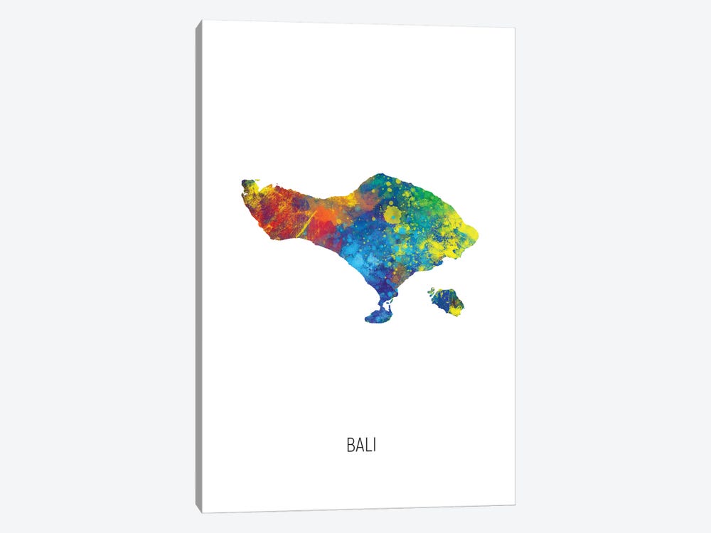 Bali Map by Michael Tompsett 1-piece Art Print