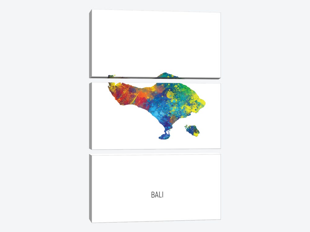 Bali Map by Michael Tompsett 3-piece Art Print