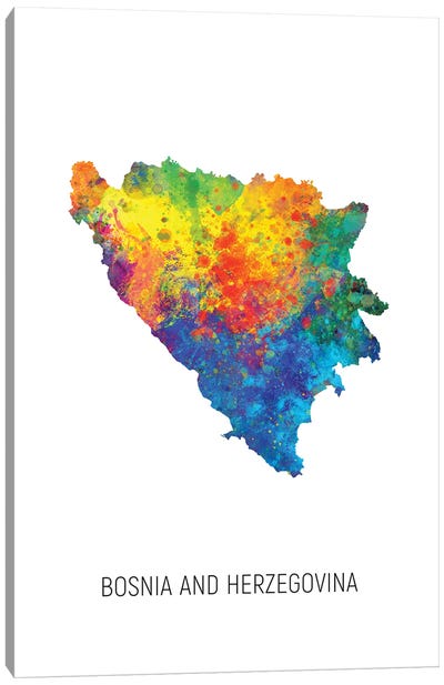Bosnia and Herzegovina Map Canvas Art Print