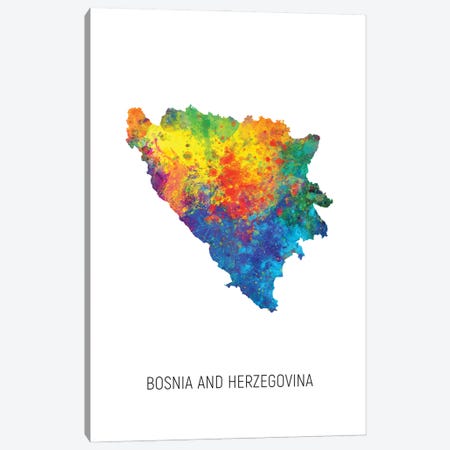 Bosnia and Herzegovina Map Canvas Print #MTO2891} by Michael Tompsett Art Print