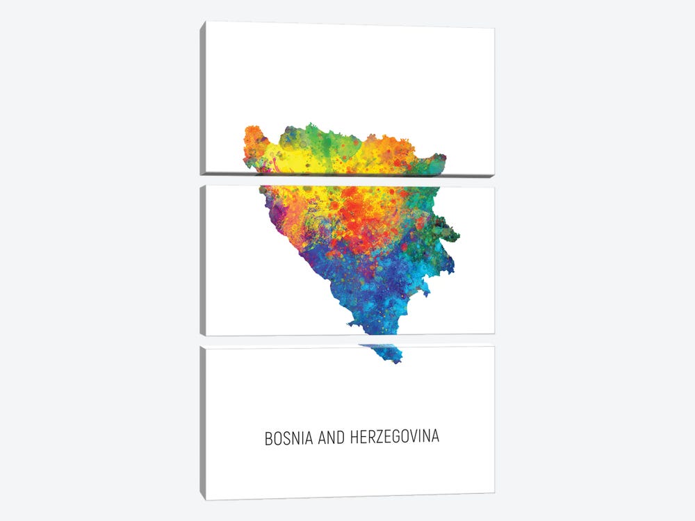 Bosnia and Herzegovina Map by Michael Tompsett 3-piece Canvas Artwork