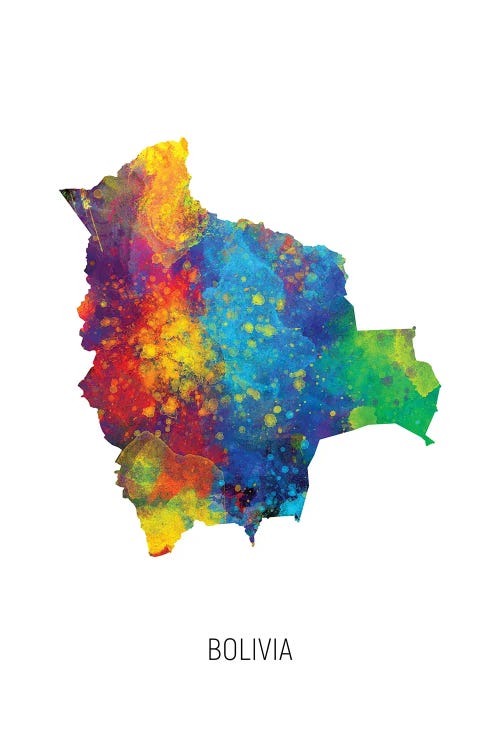 Bolivia Map by Michael Tompsett wall art