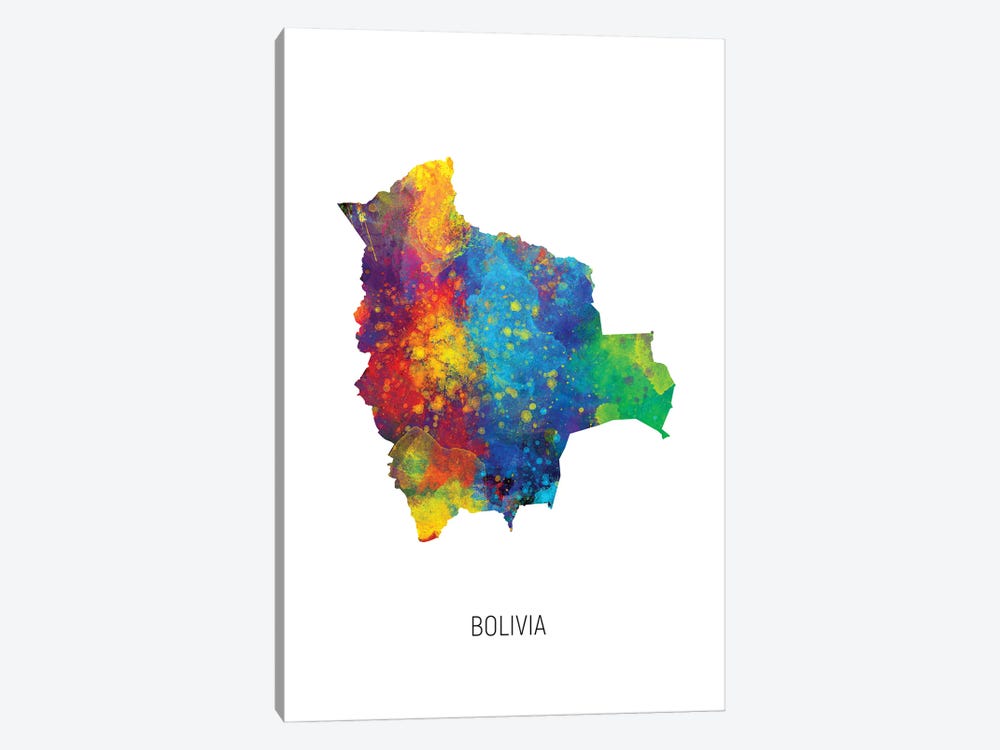 Bolivia Map by Michael Tompsett 1-piece Canvas Art Print