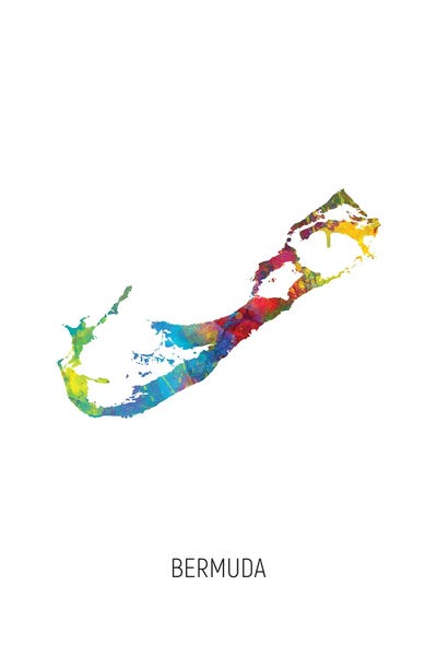 Bermuda Map by Michael Tompsett multi panel art