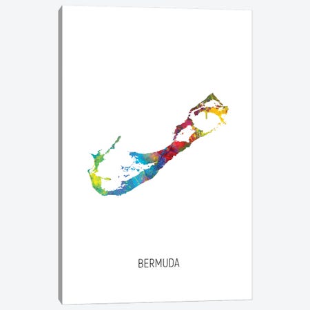 Bermuda Map Canvas Print #MTO2894} by Michael Tompsett Canvas Wall Art