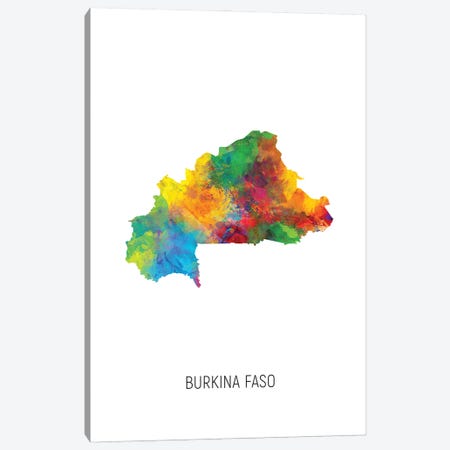 Burkina Faso Map Canvas Print #MTO2896} by Michael Tompsett Canvas Artwork