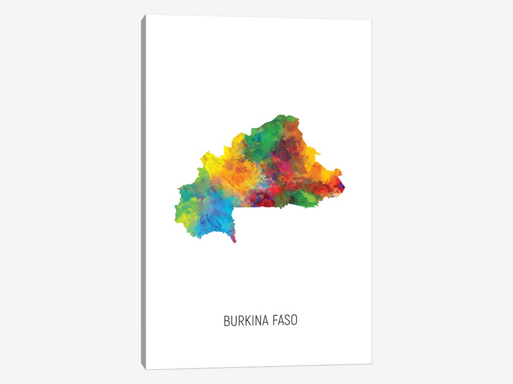 Burkina Faso Map by Michael Tompsett 1-piece Canvas Art Print