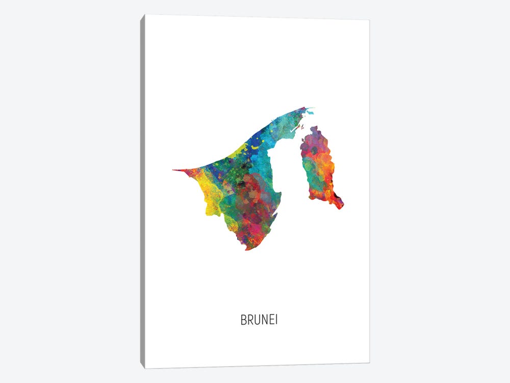 Brunei Map by Michael Tompsett 1-piece Canvas Artwork