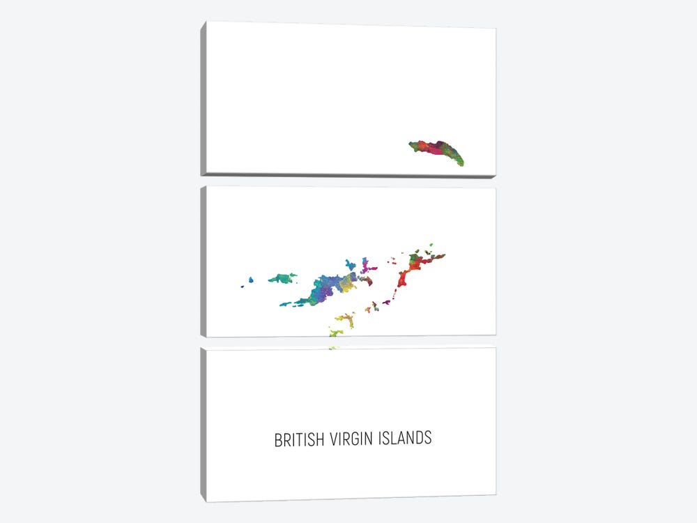 British Virgin Islands Map by Michael Tompsett 3-piece Canvas Print