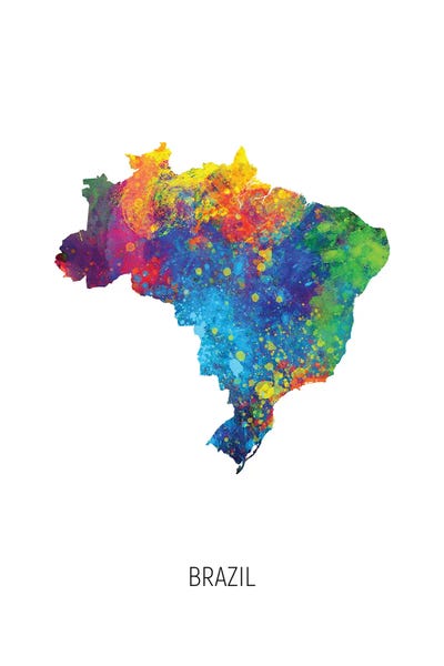 Brazil Map by Michael Tompsett metal wall art