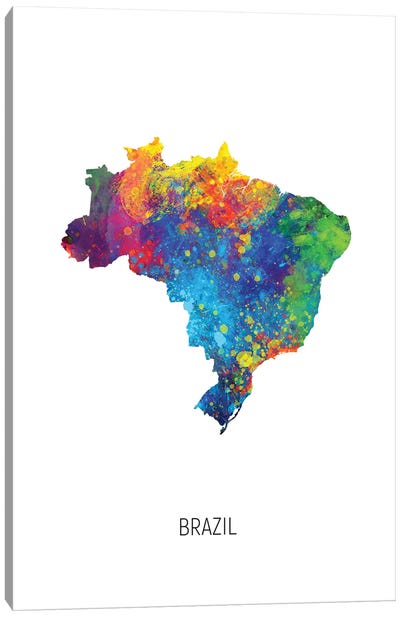 Brazil Map Canvas Art Print - South America Art
