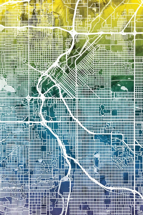 Gradient Map Of Denver, Colorado, USA by Michael Tompsett wall art