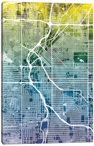 Denver, Colorado, USA Canvas Art Print - Abstract Maps Art