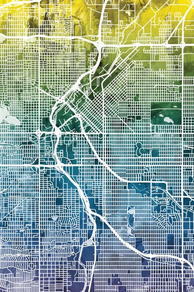 Large Map Art - Canvas Prints: Gradient Map Of Denver, Colorado, USA by Michael Tompsett