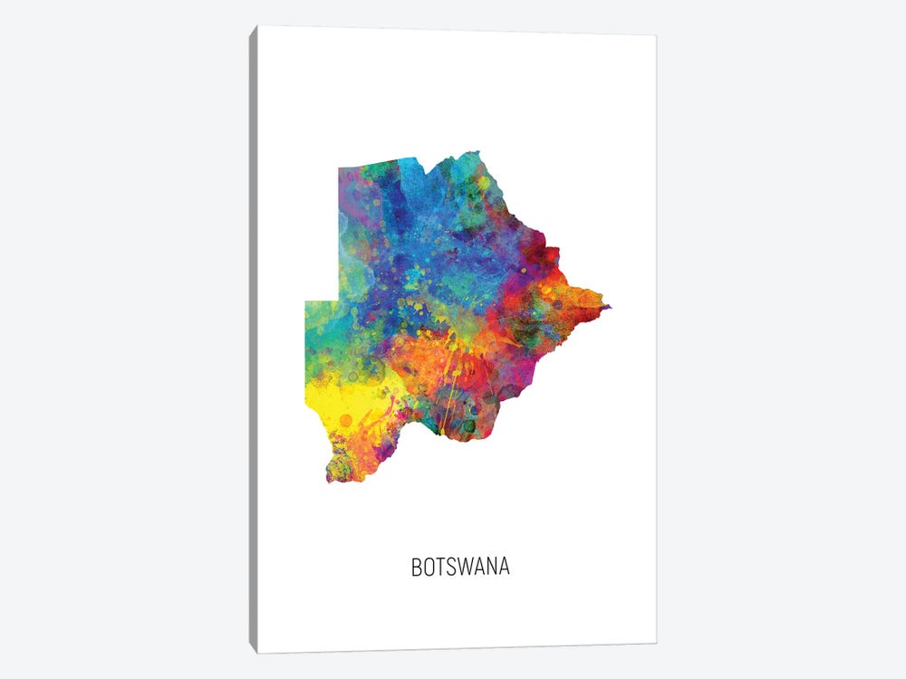 Botswana Map by Michael Tompsett 1-piece Canvas Print