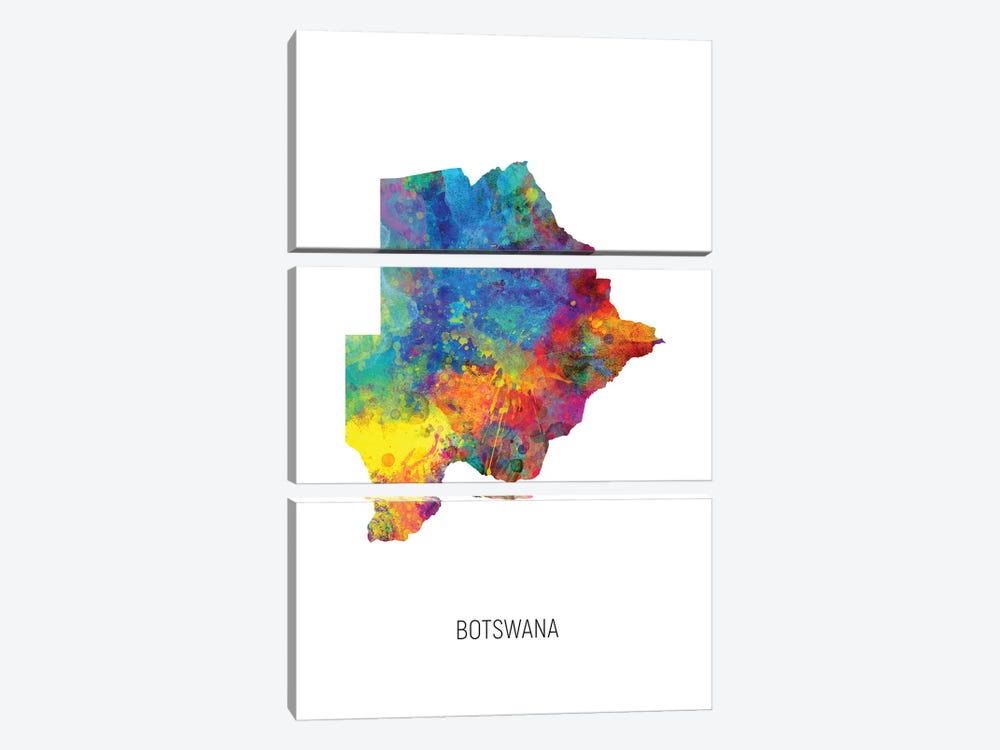 Botswana Map by Michael Tompsett 3-piece Art Print