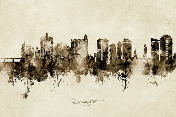 Sarasota: Sarasota Florida Skyline Vintage by Michael Tompsett