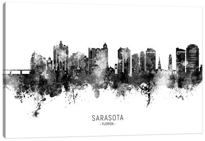 Sarasota Florida Skyline Name Bw Canvas Art Print