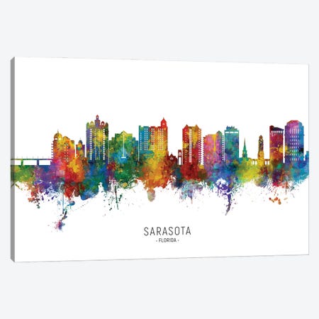 Sarasota Florida Skyline City Name Canvas Print #MTO2904} by Michael Tompsett Canvas Art