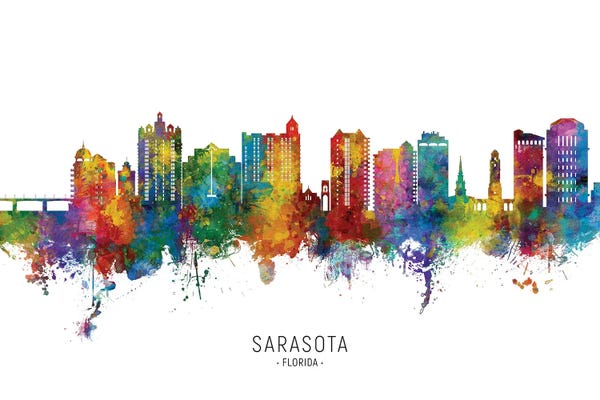 Michael Tompsett: Sarasota Florida Skyline City Name by Michael Tompsett