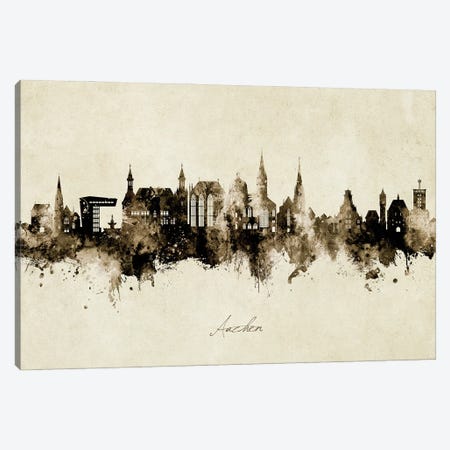 Aachen Germany Skyline Vintage Canvas Print #MTO2907} by Michael Tompsett Canvas Artwork