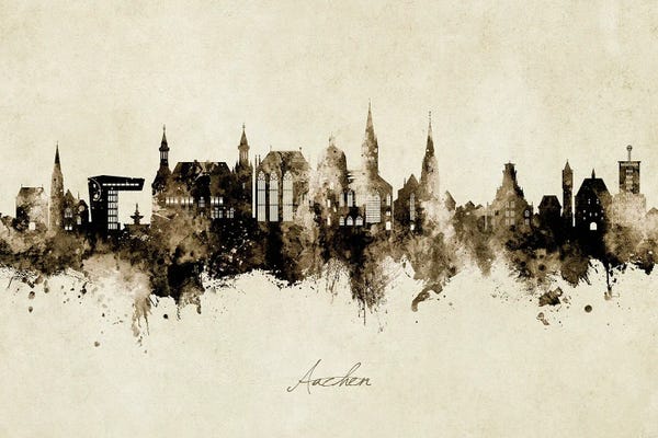 Aachen Germany Skyline Vintage