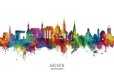 Aachen Germany Skyline City Name by Michael Tompsett canvas print