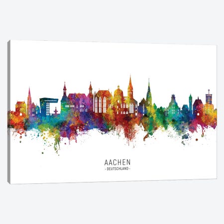 Aachen Germany Skyline City Name Canvas Print #MTO2909} by Michael Tompsett Art Print