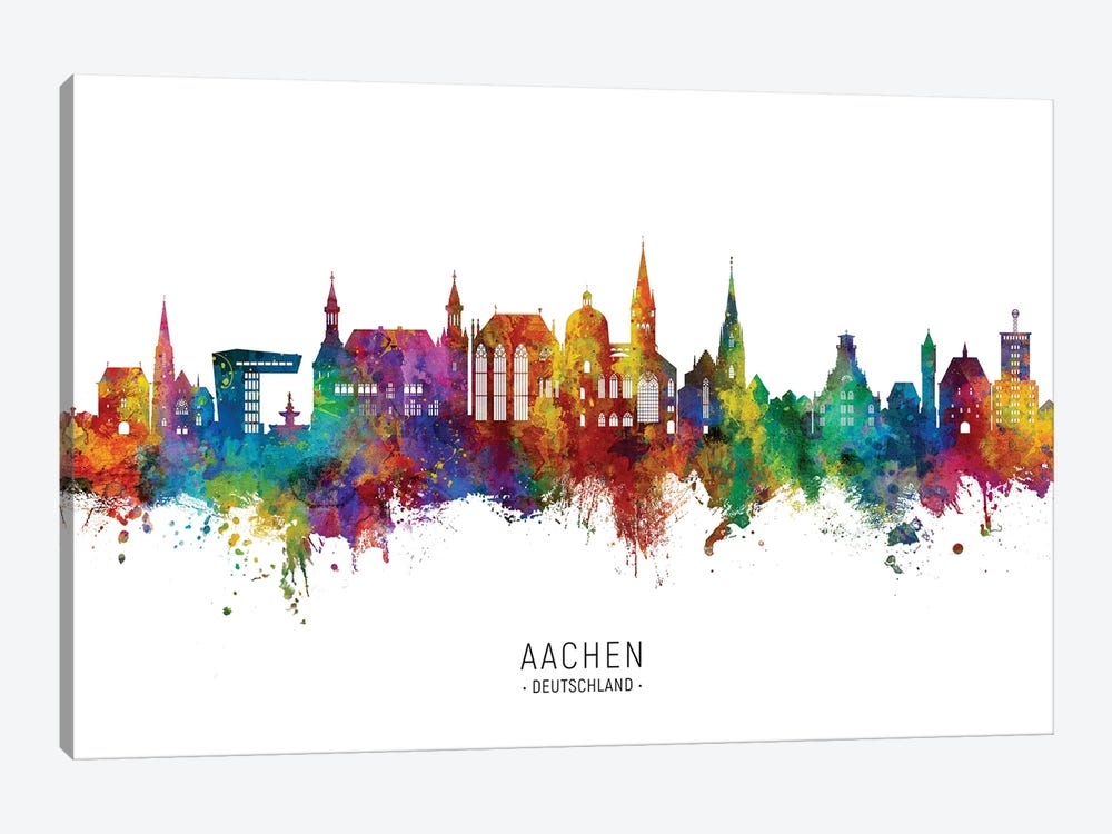 Aachen Germany Skyline City Name by Michael Tompsett 1-piece Canvas Wall Art